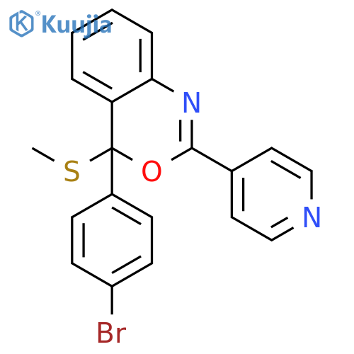 4H-3,1-Benzoxazine, 4-(4-bromophenyl)-4-(methylthio)-2-(4-pyridinyl)- structure