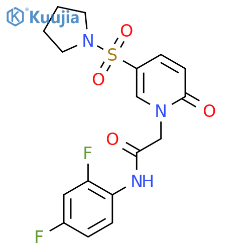 N-(2,4-difluorophenyl)-2-2-oxo-5-(pyrrolidine-1-sulfonyl)-1,2-dihydropyridin-1-ylacetamide structure