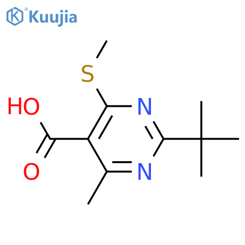 2-tert-butyl-4-methyl-6-(methylsulfanyl)pyrimidine-5-carboxylic acid structure