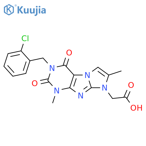 2-{3-(2-chlorophenyl)methyl-1,7-dimethyl-2,4-dioxo-1H,2H,3H,4H,8H-imidazo1,2-gpurin-8-yl}acetic acid structure