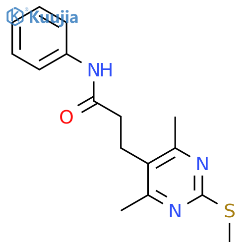 3-[4,6-dimethyl-2-(methylsulfanyl)pyrimidin-5-yl]-N-phenylpropanamide structure