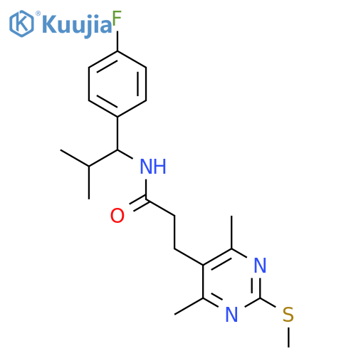 3-[4,6-dimethyl-2-(methylsulfanyl)pyrimidin-5-yl]-N-[1-(4-fluorophenyl)-2-methylpropyl]propanamide structure