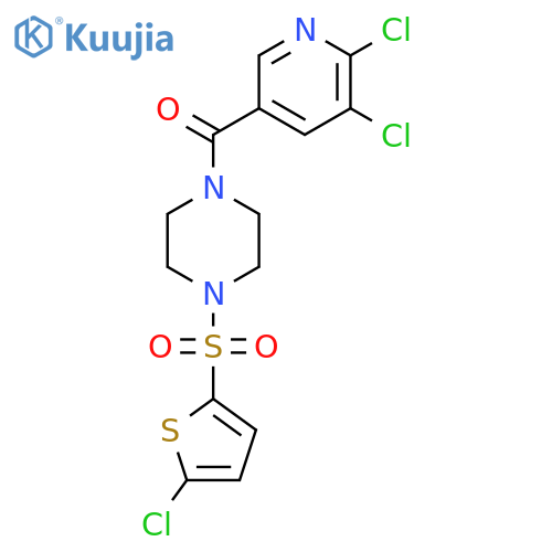 1-[(5-Chlorothiophen-2-yl)sulfonyl]-4-(5,6-dichloropyridine-3-carbonyl)piperazine structure