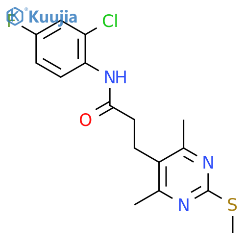 N-(2-chloro-4-fluorophenyl)-3-[4,6-dimethyl-2-(methylsulfanyl)pyrimidin-5-yl]propanamide structure
