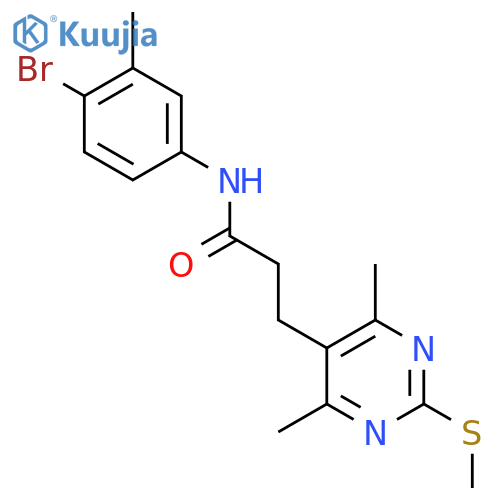 N-(4-bromo-3-methylphenyl)-3-[4,6-dimethyl-2-(methylsulfanyl)pyrimidin-5-yl]propanamide structure