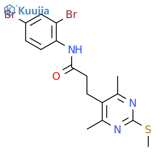 N-(2,4-dibromophenyl)-3-[4,6-dimethyl-2-(methylsulfanyl)pyrimidin-5-yl]propanamide structure