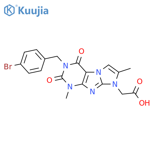 2-{3-(4-bromophenyl)methyl-1,7-dimethyl-2,4-dioxo-1H,2H,3H,4H,8H-imidazo1,2-gpurin-8-yl}acetic acid structure