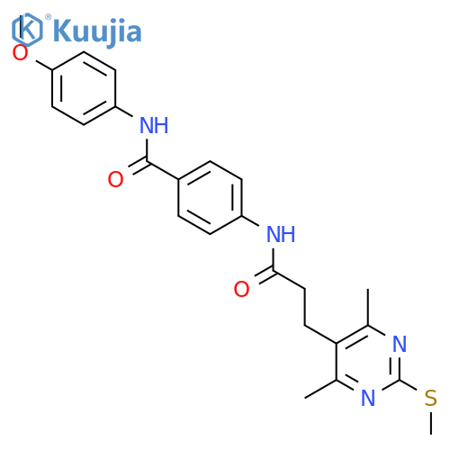 4-{3-[4,6-dimethyl-2-(methylsulfanyl)pyrimidin-5-yl]propanamido}-N-(4-methoxyphenyl)benzamide structure
