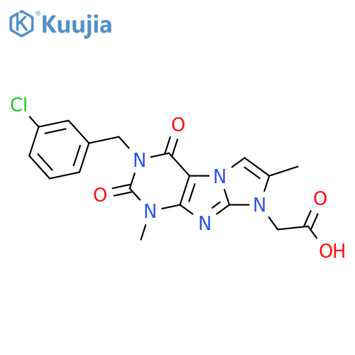 2-{3-(3-chlorophenyl)methyl-1,7-dimethyl-2,4-dioxo-1H,2H,3H,4H,8H-imidazo1,2-gpurin-8-yl}acetic acid structure