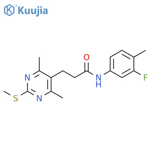 5-Pyrimidinepropanamide, N-(3-fluoro-4-methylphenyl)-4,6-dimethyl-2-(methylthio)- structure