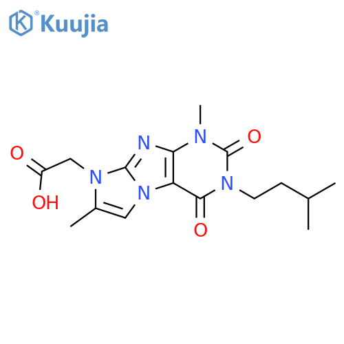 2-1,7-dimethyl-3-(3-methylbutyl)-2,4-dioxo-1H,2H,3H,4H,8H-imidazo1,2-gpurin-8-ylacetic acid structure