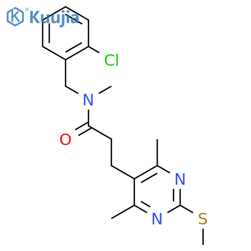 N-[(2-chlorophenyl)methyl]-3-[4,6-dimethyl-2-(methylsulfanyl)pyrimidin-5-yl]-N-methylpropanamide structure