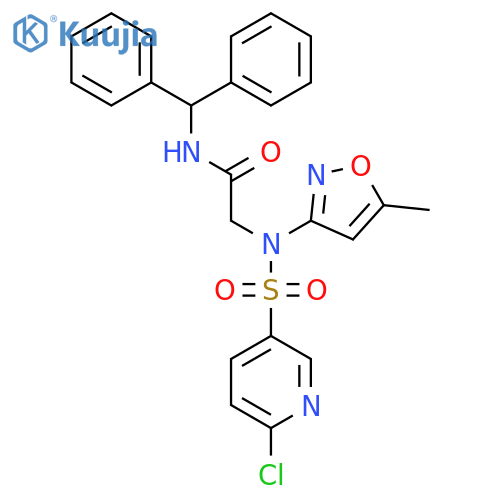N-(diphenylmethyl)-2-[N-(5-methyl-1,2-oxazol-3-yl)-6-chloropyridine-3-sulfonamido]acetamide structure
