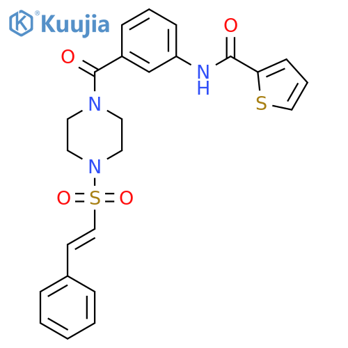 N-{3-[4-(2-phenylethenesulfonyl)piperazine-1-carbonyl]phenyl}thiophene-2-carboxamide structure