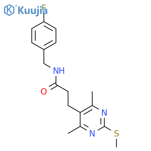 3-[4,6-dimethyl-2-(methylsulfanyl)pyrimidin-5-yl]-N-[(4-fluorophenyl)methyl]propanamide structure