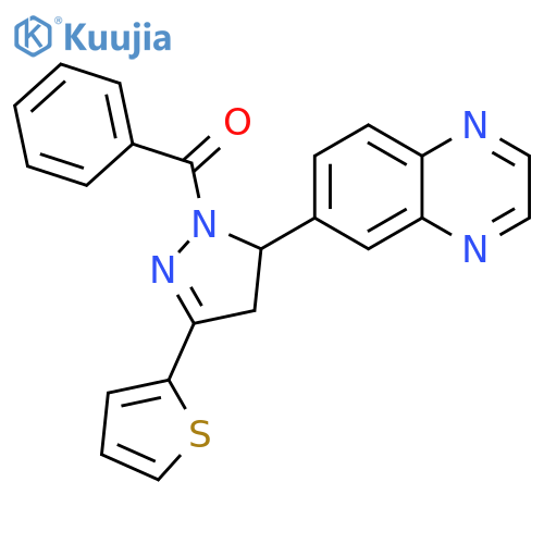 6-1-benzoyl-3-(thiophen-2-yl)-4,5-dihydro-1H-pyrazol-5-ylquinoxaline structure