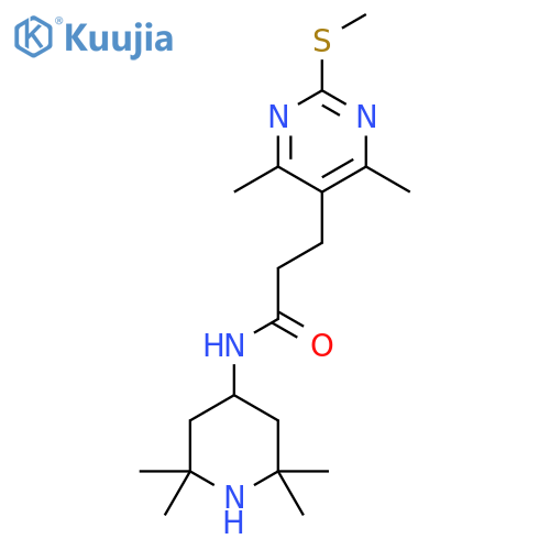 3-[4,6-dimethyl-2-(methylsulfanyl)pyrimidin-5-yl]-N-(2,2,6,6-tetramethylpiperidin-4-yl)propanamide structure