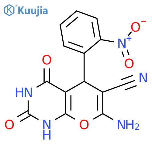 2H-Pyrano[2,3-d]pyrimidine-6-carbonitrile,7-amino-1,3,4,5-tetrahydro-5-(2-nitrophenyl)-2,4-dioxo- structure