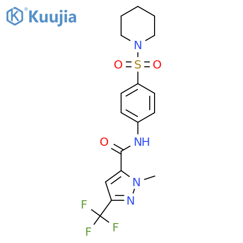 1-Methyl-N-[4-(piperidine-1-sulfonyl)phenyl]-3-(trifluoromethyl)-1H-pyrazole-5-carboxamide structure