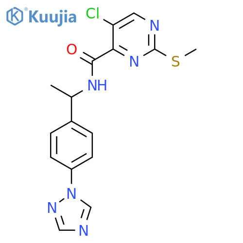 5-chloro-2-(methylsulfanyl)-N-{1-[4-(1H-1,2,4-triazol-1-yl)phenyl]ethyl}pyrimidine-4-carboxamide structure