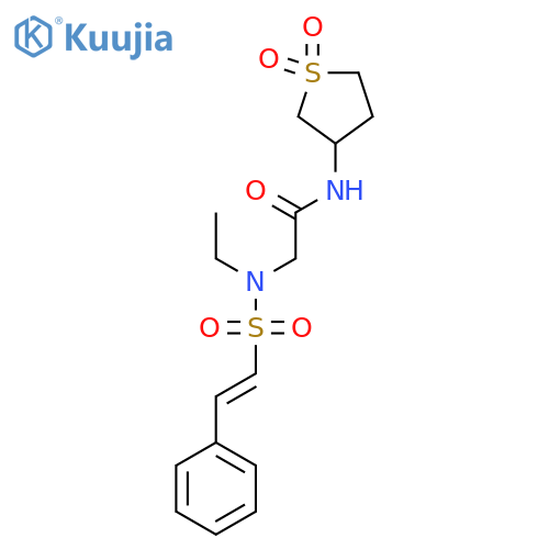 N-(1,1-dioxothiolan-3-yl)-2-[ethyl-[(E)-2-phenylethenyl]sulfonylamino]acetamide structure