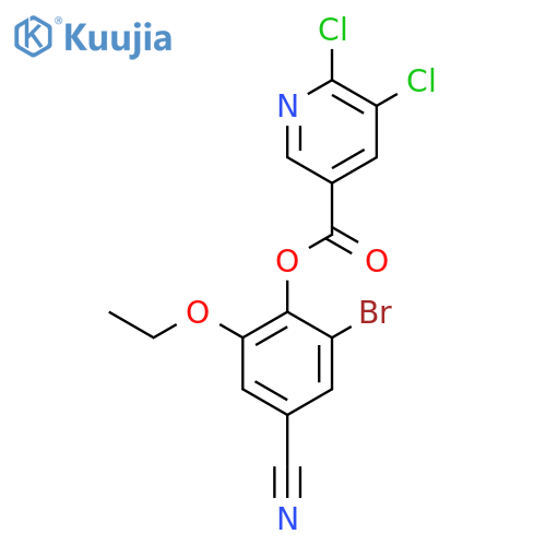 2-Bromo-4-cyano-6-ethoxyphenyl 5,6-dichloropyridine-3-carboxylate structure
