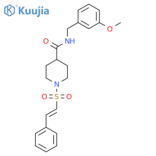 N-[(3-methoxyphenyl)methyl]-1-[(E)-2-phenylethenyl]sulfonylpiperidine-4-carboxamide structure