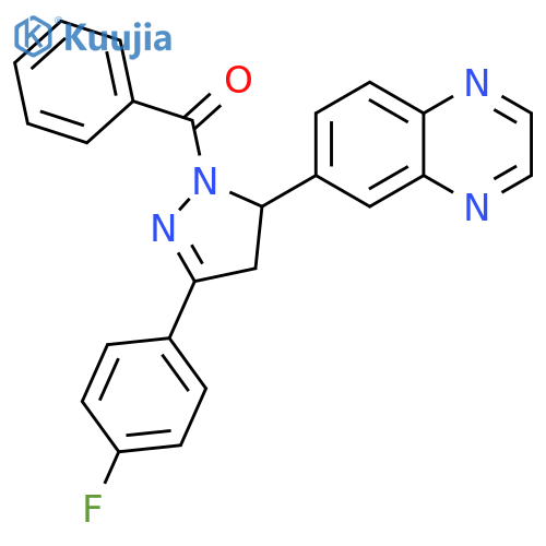 6-1-benzoyl-3-(4-fluorophenyl)-4,5-dihydro-1H-pyrazol-5-ylquinoxaline structure