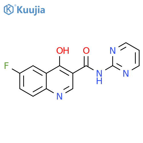 6-fluoro-4-hydroxy-N-(pyrimidin-2-yl)quinoline-3-carboxamide structure
