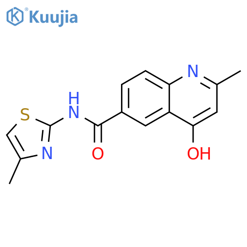 4-hydroxy-2-methyl-N-(4-methyl-1,3-thiazol-2-yl)quinoline-6-carboxamide structure