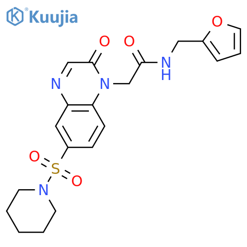 N-(furan-2-yl)methyl-2-2-oxo-6-(piperidine-1-sulfonyl)-1,2-dihydroquinoxalin-1-ylacetamide structure