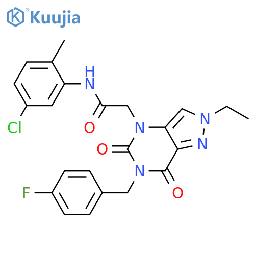 N-(5-chloro-2-methylphenyl)-2-{2-ethyl-6-(4-fluorophenyl)methyl-5,7-dioxo-2H,4H,5H,6H,7H-pyrazolo4,3-dpyrimidin-4-yl}acetamide structure
