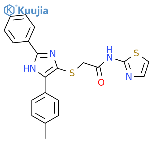 2-{5-(4-methylphenyl)-2-phenyl-1H-imidazol-4-ylsulfanyl}-N-(1,3-thiazol-2-yl)acetamide structure
