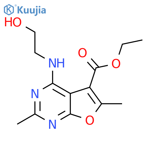 Ethyl 4-[(2-hydroxyethyl)amino]-2,6-dimethylfuro[2,3-d]pyrimidine-5-carboxylate structure