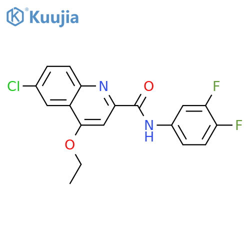6-chloro-N-(3,4-difluorophenyl)-4-ethoxyquinoline-2-carboxamide structure