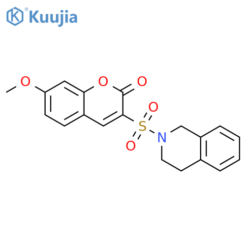 7-methoxy-3-(1,2,3,4-tetrahydroisoquinoline-2-sulfonyl)-2H-chromen-2-one structure