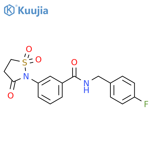 N-(4-fluorophenyl)methyl-3-(1,1,3-trioxo-1lambda6,2-thiazolidin-2-yl)benzamide structure