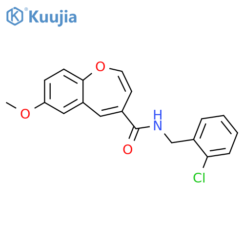 N-(2-chlorophenyl)methyl-7-methoxy-1-benzoxepine-4-carboxamide structure