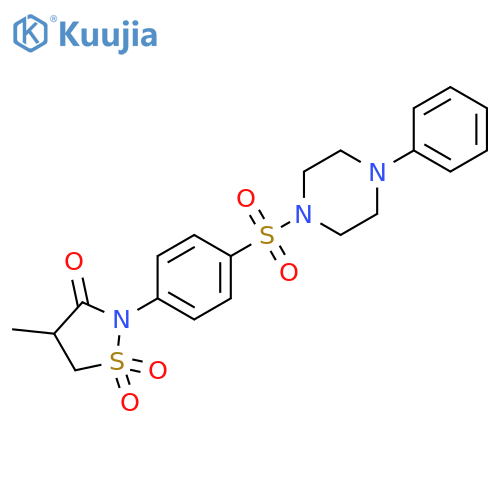 4-methyl-2-{4-(4-phenylpiperazin-1-yl)sulfonylphenyl}-1lambda6,2-thiazolidine-1,1,3-trione structure