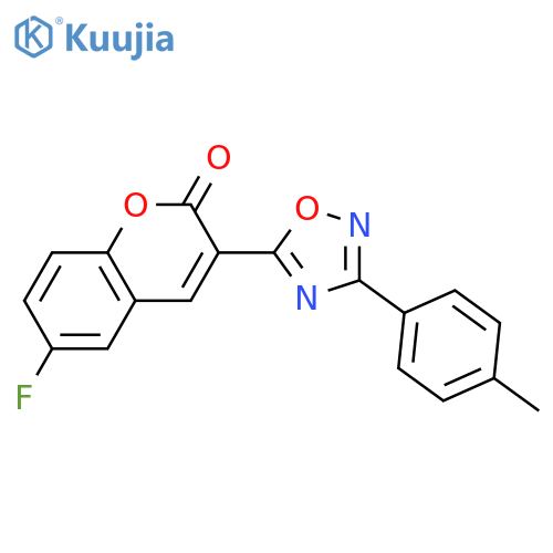 6-fluoro-3-3-(4-methylphenyl)-1,2,4-oxadiazol-5-yl-2H-chromen-2-one structure
