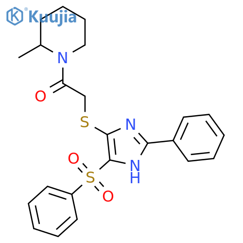 2-{4-(benzenesulfonyl)-2-phenyl-1H-imidazol-5-ylsulfanyl}-1-(2-methylpiperidin-1-yl)ethan-1-one structure