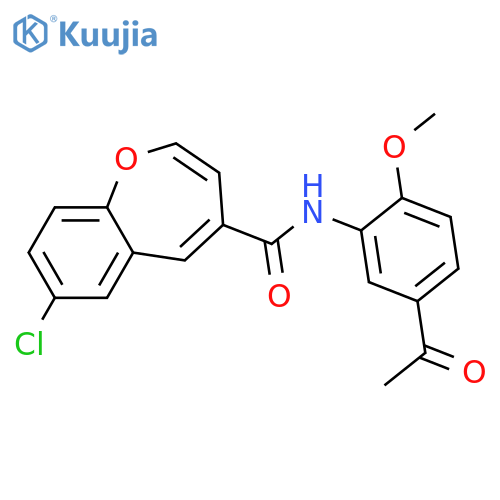 N-(5-acetyl-2-methoxyphenyl)-7-chloro-1-benzoxepine-4-carboxamide structure