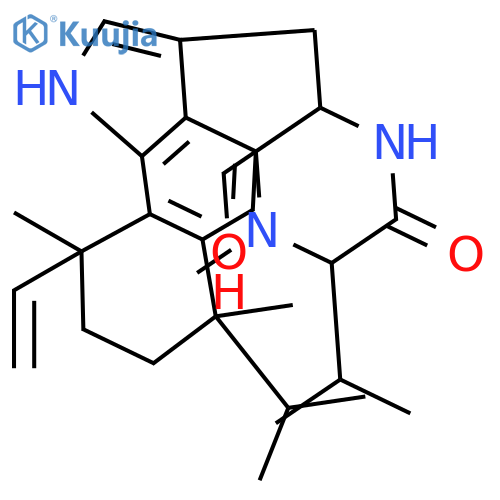 (4S,7S,10S,13R)-13-ethenyl-4-(hydroxymethyl)-8,10,13-trimethyl-7,10-di(propan-2-yl)-1,3,4,5,7,8,10,11,12,13-decahydro-6H-benzo[g][1,4]diazonino[7,6,5-cd]indol-6-one structure