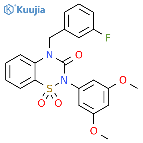 2-(3,5-dimethoxyphenyl)-4-(3-fluorophenyl)methyl-3,4-dihydro-2H-1,2,4-benzothiadiazine-1,1,3-trione structure