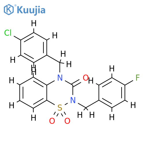 4-(4-chlorophenyl)methyl-2-(4-fluorophenyl)methyl-3,4-dihydro-2H-1lambda6,2,4-benzothiadiazine-1,1,3-trione structure