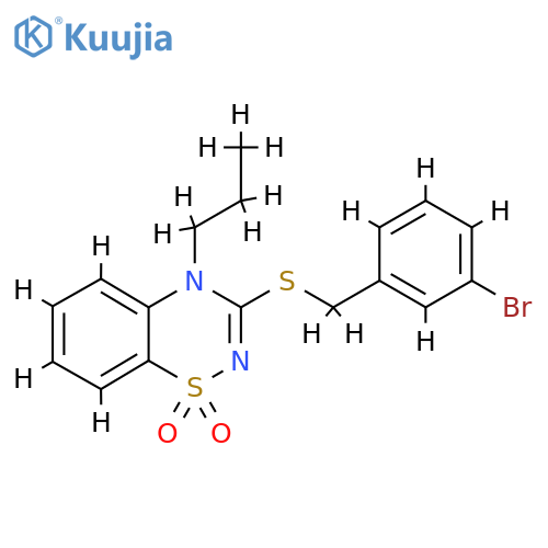 3-{(3-bromophenyl)methylsulfanyl}-4-propyl-4H-1lambda6,2,4-benzothiadiazine-1,1-dione structure