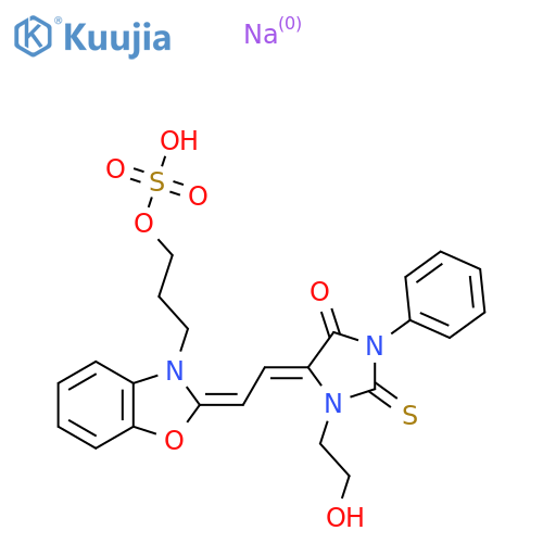 1-(2-hydroxyethyl)-3-phenyl-2-thioxo-5-[[3-[3-(sulphooxy)propyl]-3H-benzoxazol-2-ylidene]ethylidene]imidazolidin-4-one, monosodium salt structure