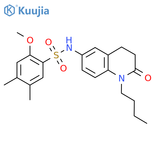 N-(1-butyl-2-oxo-1,2,3,4-tetrahydroquinolin-6-yl)-2-methoxy-4,5-dimethylbenzene-1-sulfonamide structure