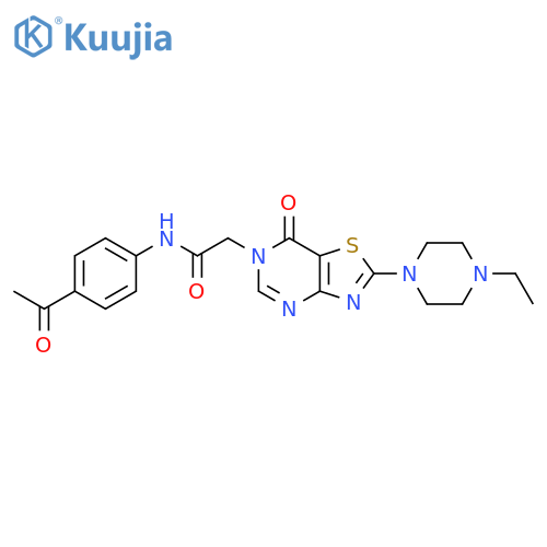 N-(4-acetylphenyl)-2-2-(4-ethylpiperazin-1-yl)-7-oxo-6H,7H-1,3thiazolo4,5-dpyrimidin-6-ylacetamide structure