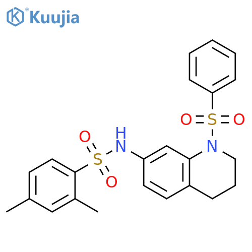 N-1-(benzenesulfonyl)-1,2,3,4-tetrahydroquinolin-7-yl-2,4-dimethylbenzene-1-sulfonamide structure